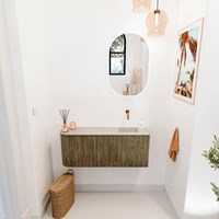 JOYA-DLUX 101,6cm mobile lavabo colore curva sinistra Dusk. Lavabo FAYE posizione Destra senza foro per il rubinetto colore Opalo.-2