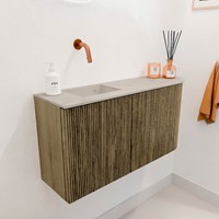 JOYA-DLUX 81,6cm mobile lavabo colore curva destra Dusk. Lavabo FAYE posizione Sinistra senza foro per il rubinetto colore Opalo.-3