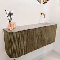 JOYA-DLUX 101,6cm mobile lavabo colore curva sinistra Dusk. Lavabo FAYE posizione Destra senza foro per il rubinetto colore Opalo.-3