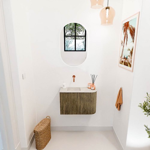 JOYA-DLUX 61,6cm toiletmeubel ronding rechts kleur Dusk. Wastafel FAYE positie Links Zonder kraangat kleur Ostra.-2