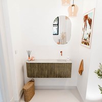 JOYA-DLUX 111,6cm mobile lavabo colore curva sinistra Dusk. Lavabo FAYE posizione Destra senza foro per il rubinetto colore Ostra.-2