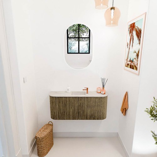 JOYA-DLUX 93,2cm toiletmeubel ronding links + rechts kleur Dusk. Wastafel FAYE positie Midden 1 kraangat kleur Ostra.-2
