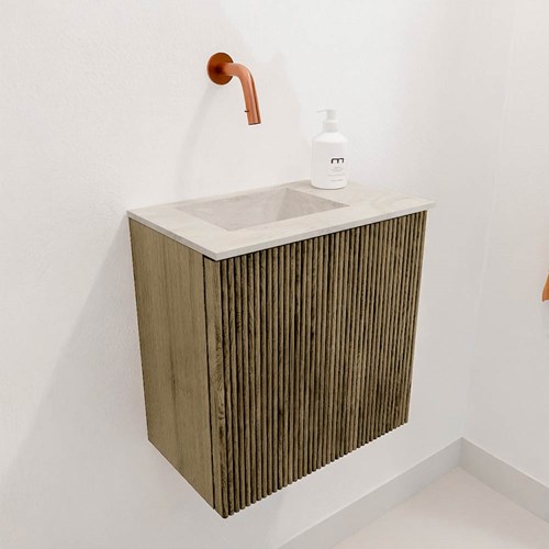 JOYA-DLUX 40cm toiletmeubel kleur Dusk. Wastafel FAYE positie Links Zonder kraangat kleur Ostra.-3