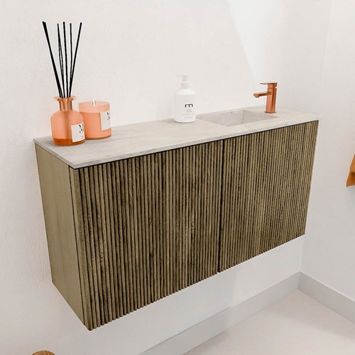 JOYA-DLUX 80cm toiletmeubel kleur Dusk. Wastafel FAYE positie Rechts 1 kraangat kleur Ostra.-3