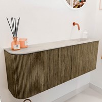 JOYA-DLUX 111,6cm mobile lavabo colore curva sinistra Dusk. Lavabo FAYE posizione Destra senza foro per il rubinetto colore Ostra.-3