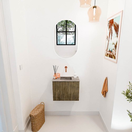 JOYA-DLUX 50cm cloakroom vanity set color Dusk. Vanity top FAYE position Center without tab hole color Oza.-2