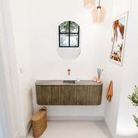 JOYA-DLUX 123,2cm mobile lavabo colore curva sinistra + destra Dusk. Lavabo FAYE posizione Centro senza foro per il rubinetto colore Oza.-2