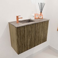 JOYA-DLUX 60cm mueble fondo reducido color Dusk. Lavabo FAYE posición Izquierda 1 orificio color Oza.-3