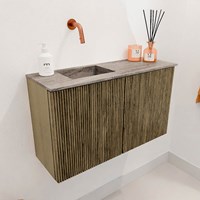 JOYA-DLUX 70cm mueble fondo reducido color Dusk. Lavabo FAYE posición Izquierda sin orificio color Oza.-3