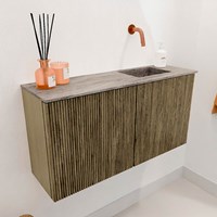 JOYA-DLUX 80cm mobile lavabo colore Dusk. Lavabo FAYE posizione Destra senza foro per il rubinetto colore Oza.-3