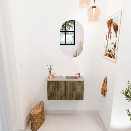 JOYA-DLUX 70cm cloakroom vanity set color Dusk. Vanity top FAYE position Right 1 tab hole color Saba.-2
