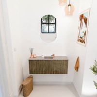 JOYA-DLUX 100cm mueble fondo reducido color Dusk. Lavabo FAYE posición Centro 1 orificio color Saba.-2
