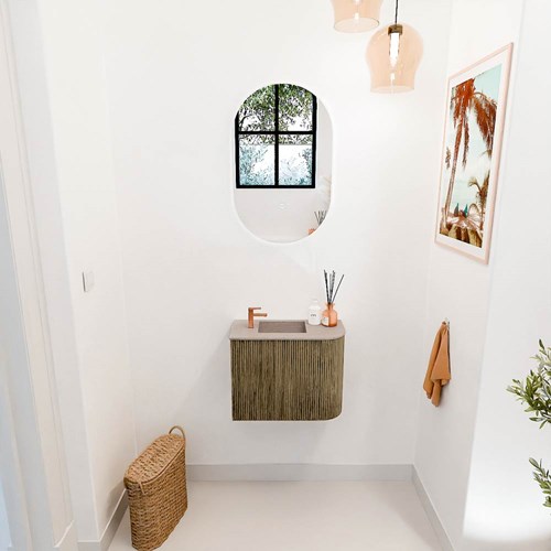 JOYA-DLUX 51,6cm toiletmeubel ronding rechts kleur Dusk. Wastafel FAYE positie Links 1 kraangat kleur Saba.-2