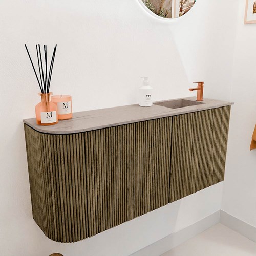 JOYA-DLUX 91,6cm toiletmeubel ronding links kleur Dusk. Wastafel FAYE positie Rechts 1 kraangat kleur Saba.-3