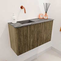 JOYA-DLUX 70cm mobile lavabo colore Dusk. Lavabo FAYE posizione Sinistra senza foro per il rubinetto colore Sombra.-3