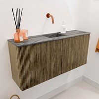 JOYA-DLUX 90cm mueble fondo reducido color Dusk. Lavabo FAYE posición Centro sin orificio color Sombra.-3