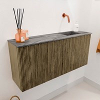 JOYA-DLUX 90cm mobile lavabo colore Dusk. Lavabo FAYE posizione Destra senza foro per il rubinetto colore Sombra.-3