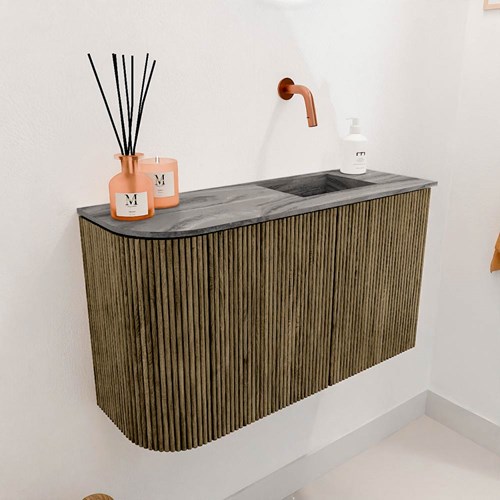 JOYA-DLUX 71,6cm toiletmeubel ronding links kleur Dusk. Wastafel FAYE positie Rechts Zonder kraangat kleur Sombra.-3