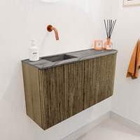 JOYA-DLUX 81,6cm WC-möbel kurve rechts farbe Dusk. Einbauwaschbecken FAYE position Links kein hahnloch farbe Sombra.-3
