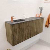 JOYA-DLUX 101,6cm mueble fondo reducido curva derecha color Dusk. Lavabo FAYE posición Izquierda 1 orificio color Sombra.-3