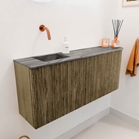 JOYA-DLUX 101,6cm mobile lavabo colore curva destra Dusk. Lavabo FAYE posizione Sinistra senza foro per il rubinetto colore Sombra.-3