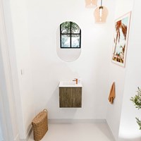JOYA 40cm toiletmeubel kleur Dusk. Wastafel FAYE positie Links 1 kraangat kleur Talc.-2