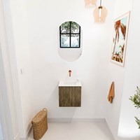 JOYA 40cm meuble lave-main couleur Dusk. Lavabo FAYE position Centrée sans trou pour robinet couleur Talc.-2
