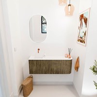 JOYA 111,6cm toiletmeubel ronding rechts kleur Dusk. Wastafel FAYE positie Links Zonder kraangat kleur Talc.-2