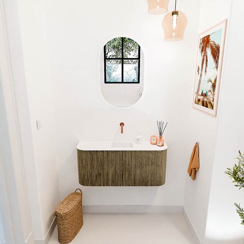JOYA 93,2cm toiletmeubel ronding links + rechts kleur Dusk. Wastafel FAYE positie Midden Zonder kraangat kleur Talc.-2