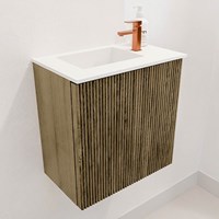 JOYA 40cm meuble lave-main couleur Dusk. Lavabo FAYE position Gauche 1 trou pour robinetter couleur Talc.-3