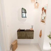JOYA 80cm meuble lave-main couleur Dusk. Lavabo FAYE position Gauche 1 trou pour robinetter couleur Urban.-2