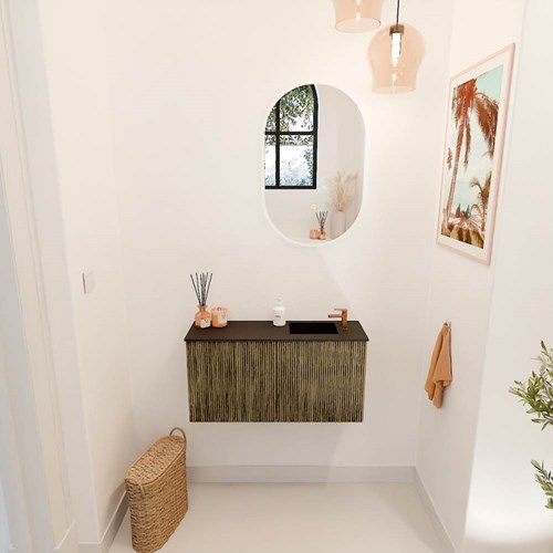 JOYA 80cm toiletmeubel kleur Dusk. Wastafel FAYE positie Rechts 1 kraangat kleur Urban.-2