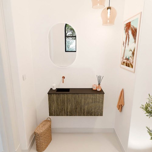 JOYA 90cm toiletmeubel kleur Dusk. Wastafel FAYE positie Links Zonder kraangat kleur Urban.-2