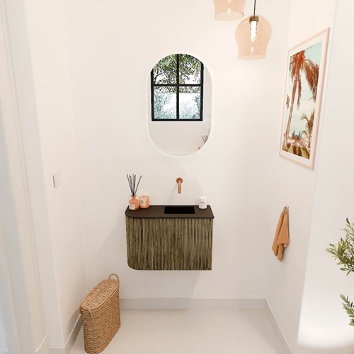 JOYA 61,6cm mobile lavabo colore curva sinistra Dusk. Lavabo FAYE posizione Destra senza foro per il rubinetto colore Urban.-2