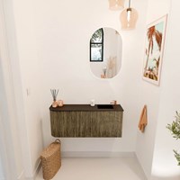 JOYA 101,6cm mobile lavabo colore curva sinistra Dusk. Lavabo FAYE posizione Destra 1 foro per rubinetto colore Urban.-2