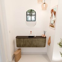 JOYA 123,2cm meuble lave-main courbe gauche + droite couleur Dusk. Lavabo FAYE position Centrée sans trou pour robinet couleur Urban.-2