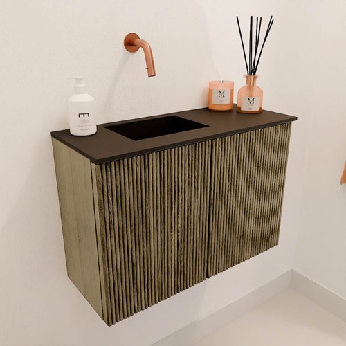 JOYA 60cm toiletmeubel kleur Dusk. Wastafel FAYE positie Links Zonder kraangat kleur Urban.-3