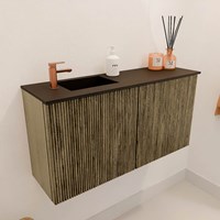 JOYA 80cm meuble lave-main couleur Dusk. Lavabo FAYE position Gauche 1 trou pour robinetter couleur Urban.-3