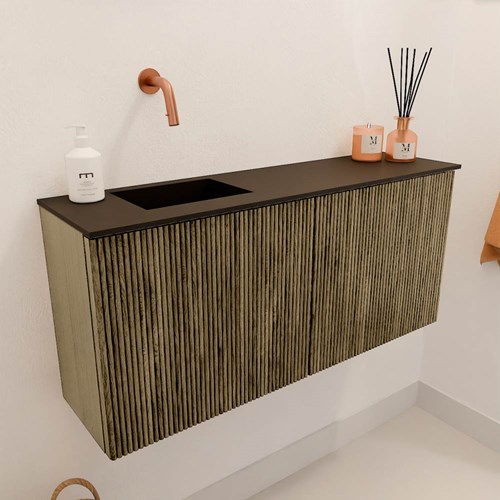 JOYA 90cm toiletmeubel kleur Dusk. Wastafel FAYE positie Links Zonder kraangat kleur Urban.-3