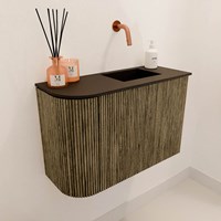 JOYA 61,6cm mobile lavabo colore curva sinistra Dusk. Lavabo FAYE posizione Destra senza foro per il rubinetto colore Urban.-3