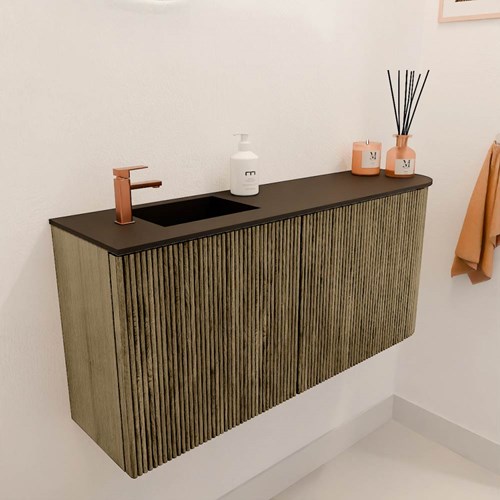 JOYA 91,6cm meuble lave-main courbe droite couleur Dusk. Lavabo FAYE position Gauche 1 trou pour robinetter couleur Urban.-3