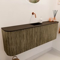 JOYA 123,2cm meuble lave-main courbe gauche + droite couleur Dusk. Lavabo FAYE position Centrée sans trou pour robinet couleur Urban.-3