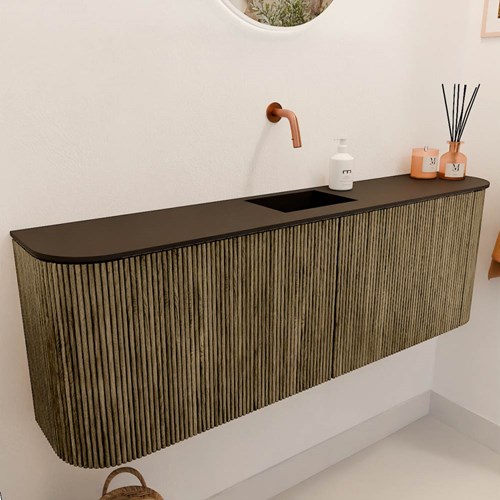 JOYA 123,2cm meuble lave-main courbe gauche + droite couleur Dusk. Lavabo FAYE position Centrée sans trou pour robinet couleur Urban.-3