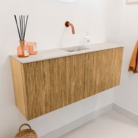 JOYA-DLUX 100cm meuble lave-main couleur Oak. Lavabo FAYE position Centrée sans trou pour robinet couleur Nata.-3