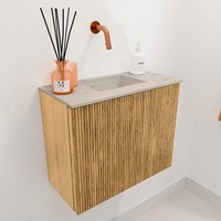 JOYA-DLUX 50cm toiletmeubel kleur Oak. Wastafel FAYE positie Midden Zonder kraangat kleur Opalo.-3
