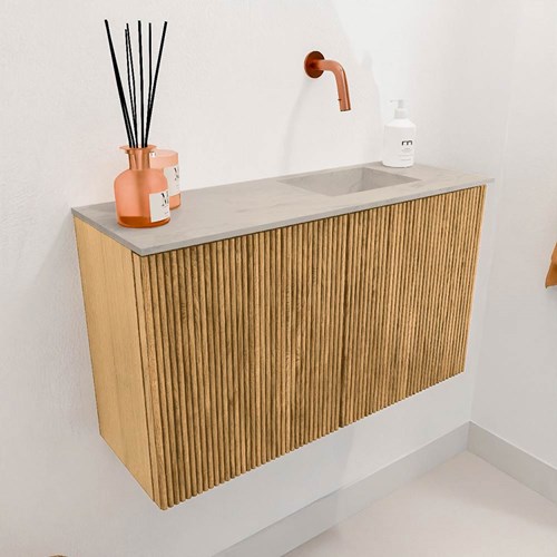 JOYA-DLUX 70cm WC-möbel farbe Oak. Einbauwaschbecken FAYE position Rechts kein hahnloch farbe Opalo.-3