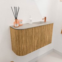 JOYA-DLUX 71,6cm mobile lavabo colore curva sinistra Oak. Lavabo FAYE posizione Destra 1 foro per rubinetto colore Opalo.-3