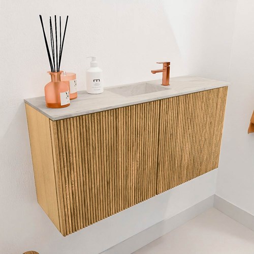 JOYA-DLUX 80cm toiletmeubel kleur Oak. Wastafel FAYE positie Midden 1 kraangat kleur Ostra.-3