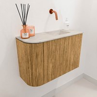 JOYA-DLUX 61,6cm WC-möbel kurve links farbe Oak. Einbauwaschbecken FAYE position Rechts kein hahnloch farbe Ostra.-3