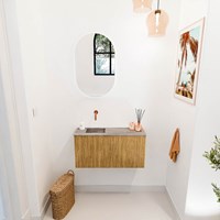 JOYA-DLUX 80cm toiletmeubel kleur Oak. Wastafel FAYE positie Links Zonder kraangat kleur Oza.-2